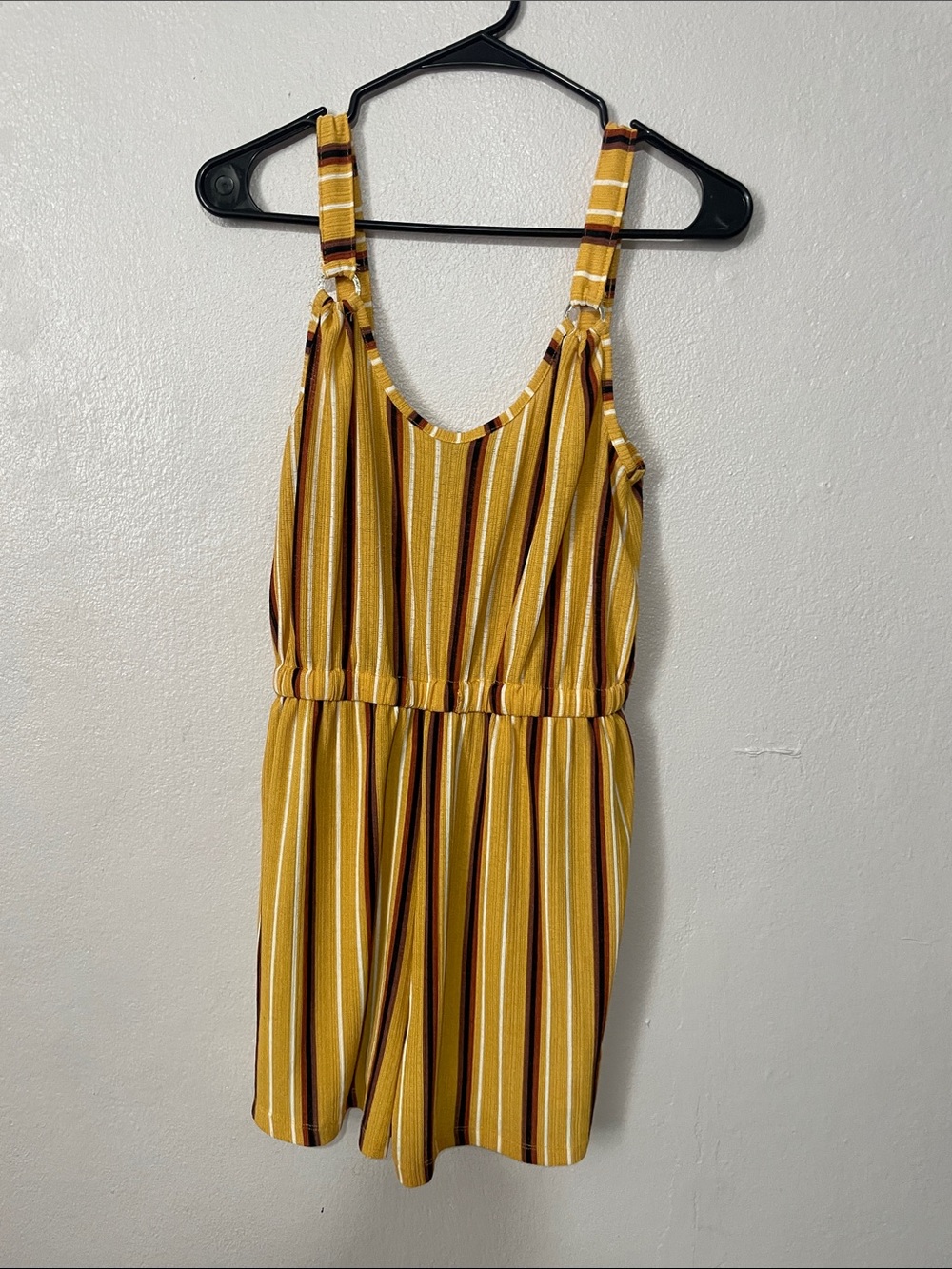 Cotton Candy Yellow Striped Women's Romper